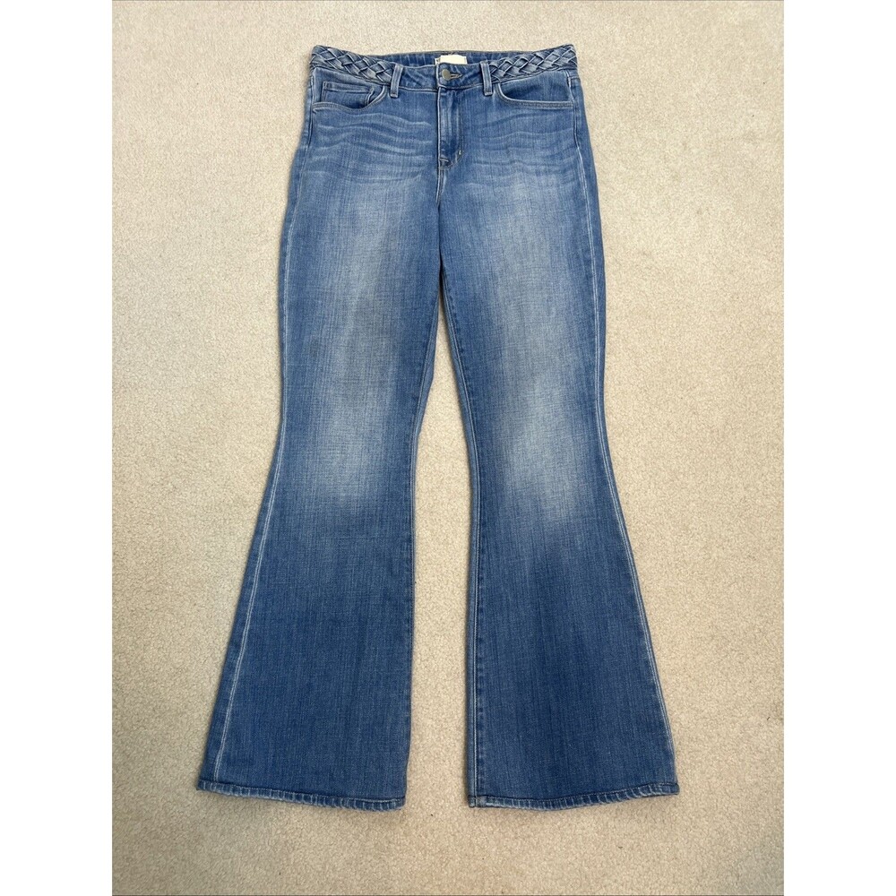 L’agence Bell High Rise Flare Jeans Braided Waistband Sz 29 Read